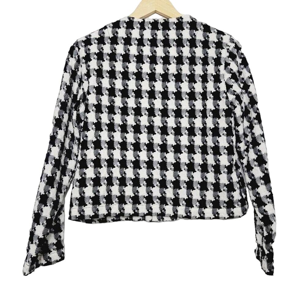 Chico's Womens Black White Houndstooth Vintage Aesthetic Jacket Size Small - Picture 2 of 13